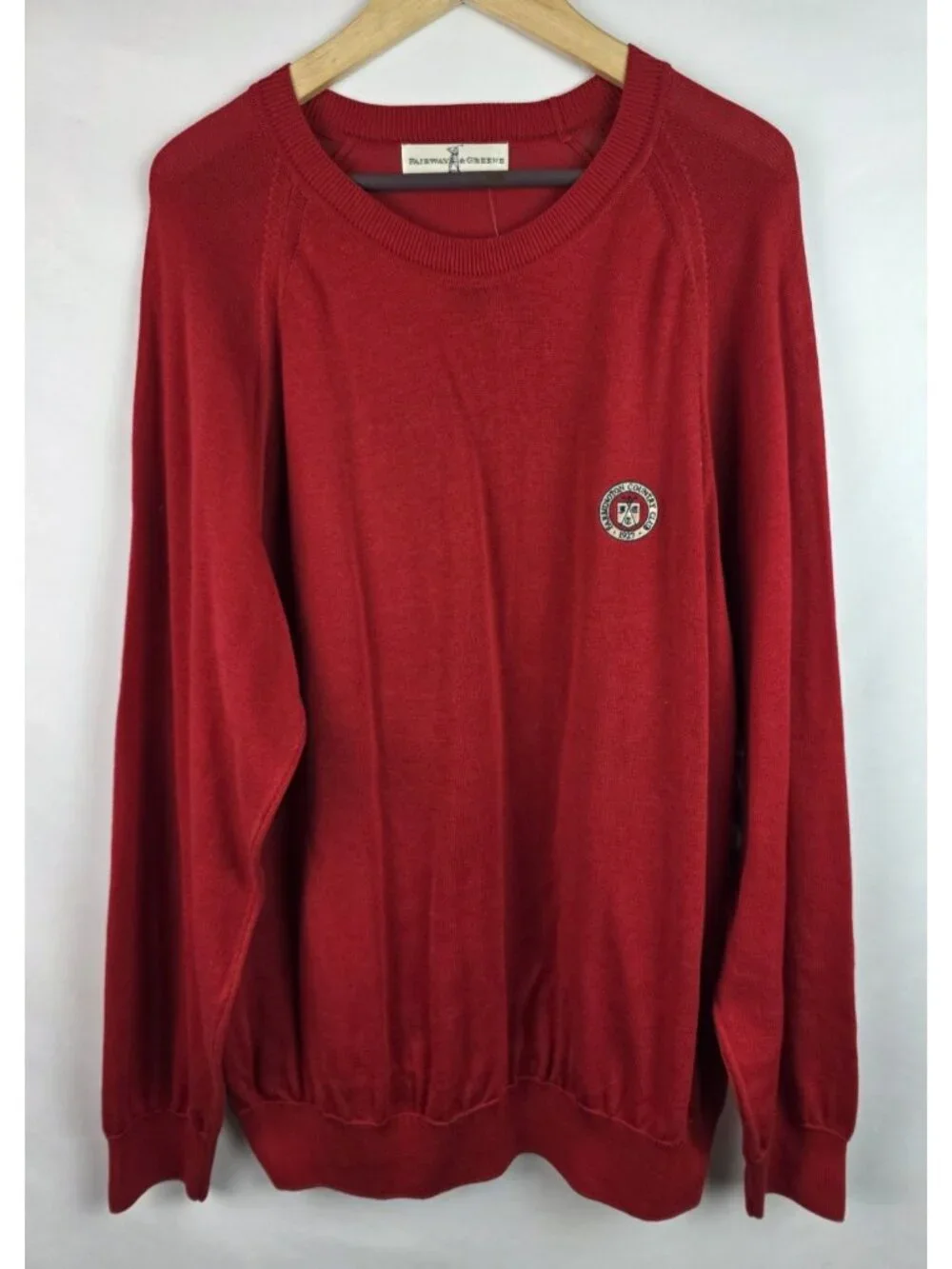 Fairway & Greene Mens Sweater Size Large Red Farmington Country Club 1927 Top